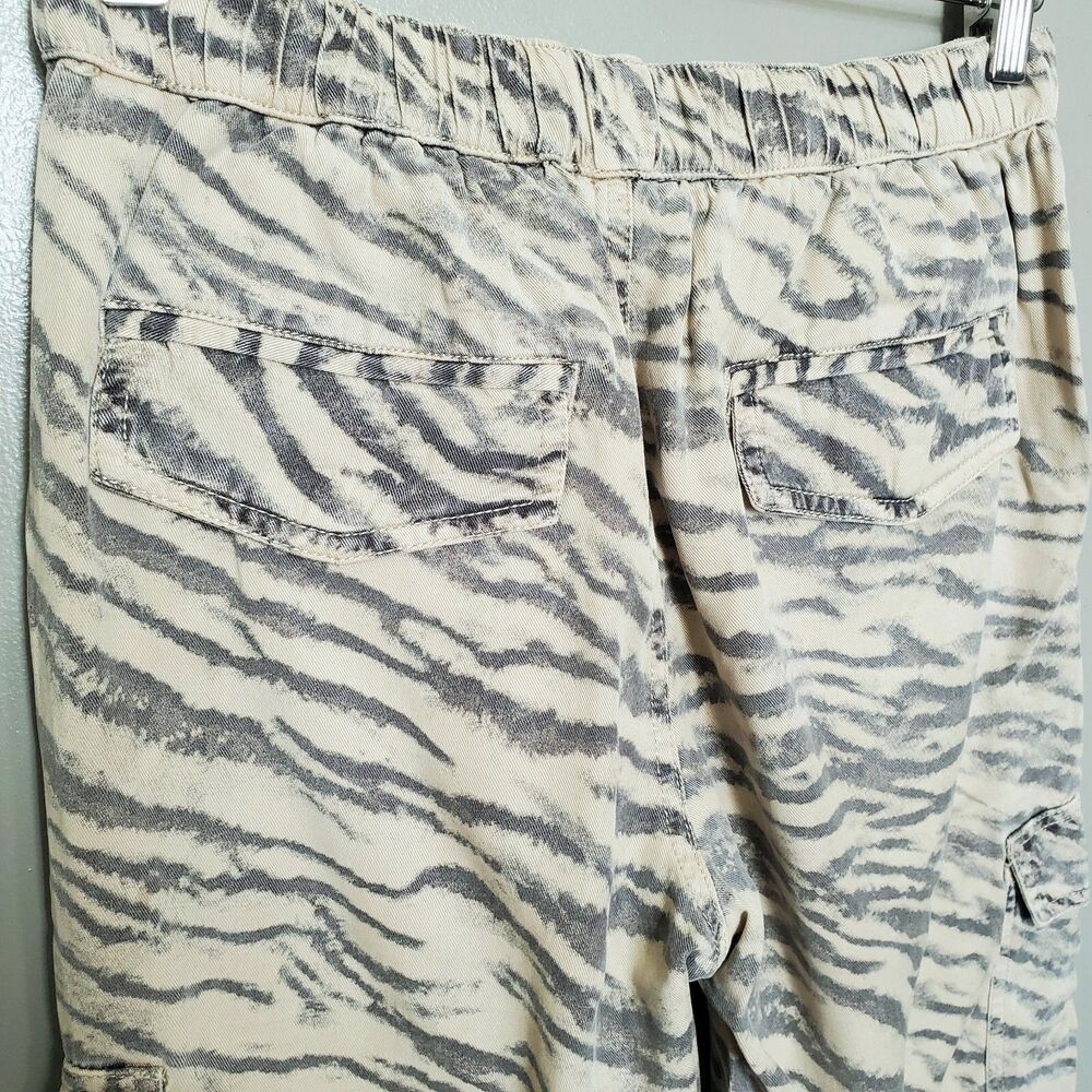 Pam & Gela Jogger Pants Womens Size Small Tiger Stripe Elastic Waist Cargo Brown - Picture 8 of 12
